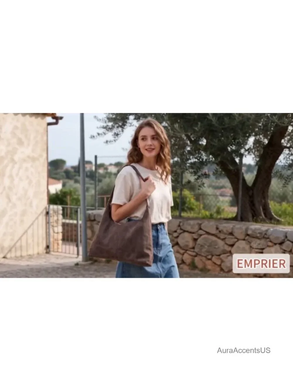 Faux Suede Slouchy Hobo Shoulder Bag Large Crescent Tote for Work Travel